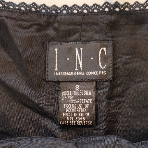 INC International Concepts Strapless Black Dress with Floral Embroidery - Picture 9 of 10